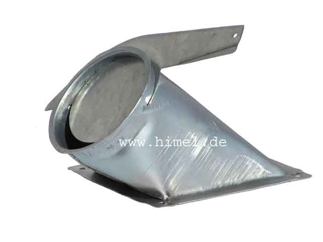 Auslauf 45° Ø150mm f.B. verzinkt, mit Schieber