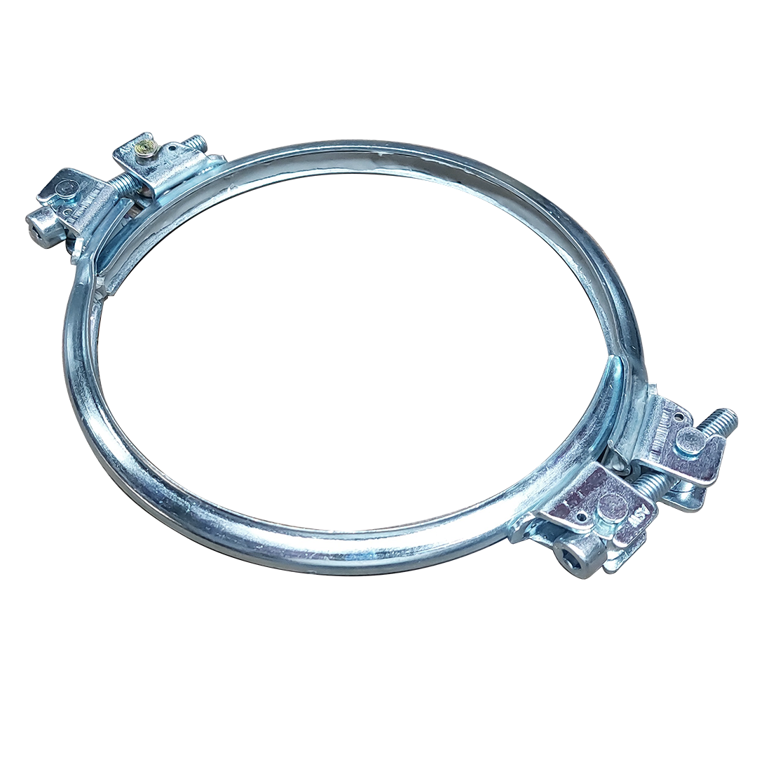 Bague de serrage en 2 parties.ø150 fB (3mm) galvanisé, avec joint souple